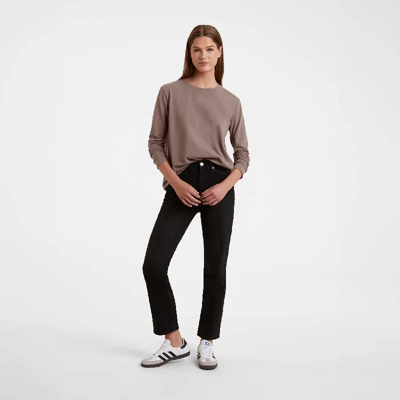 Vintage Cotton Long Sleeve Everyday T-Shirt | Mocha Elegant Classic Vintage
