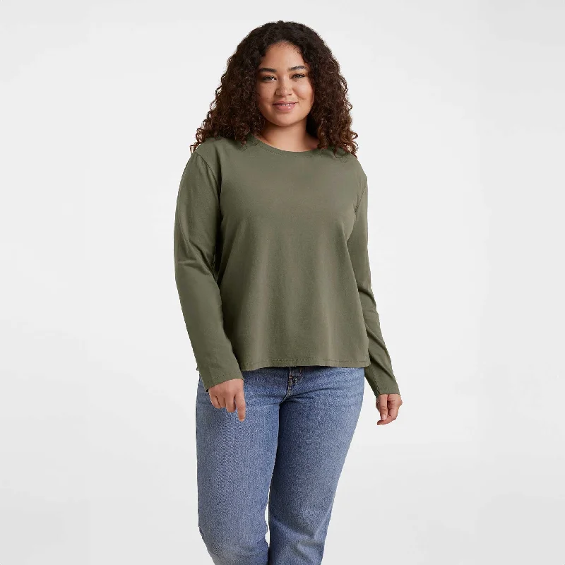 Vintage Cotton Long Sleeve Everyday T-Shirt | Olive Thin T-Shirt Open Front Quick Dry Vintage Cotton Long Sleeve Everyday T-Shirt | Olive Thin T-Shirt Open Front Quick Dry