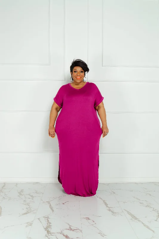 Magenta T-Shirt Dress Polka Dot Checkered Tartan