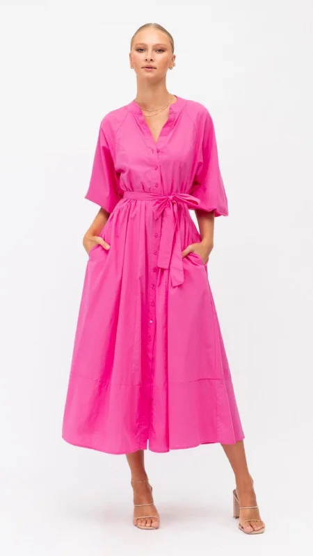 Millan Hot Pink Maxi Dress Comfortable Cotton Maxi Dress