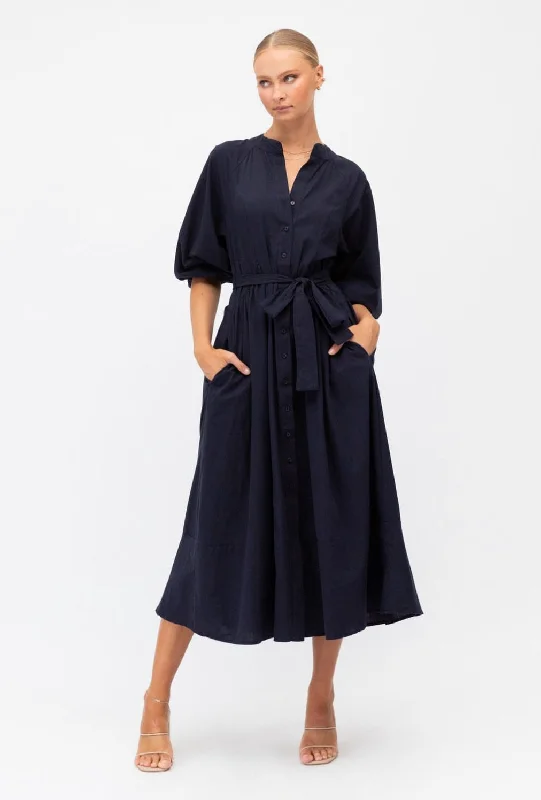 Millan Navy Maxi Dress Cozy Wrap Maxi Dress