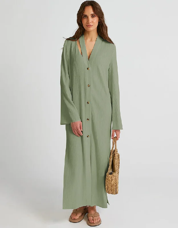 Mint Heavy Designer Heavy Fancy Maxi Dress Trendy Button Front Maxi Dress
