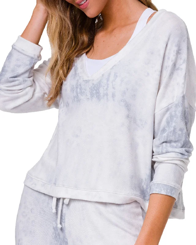 Onzie Flow Weekend V Neck Tee 3770 Ribbed Striped Patterned
