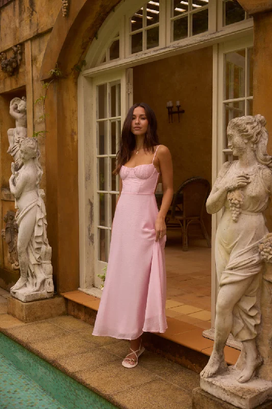 Petals on the Wind Maxi Dress Pink Cozy Spaghetti Strap Maxi Dress