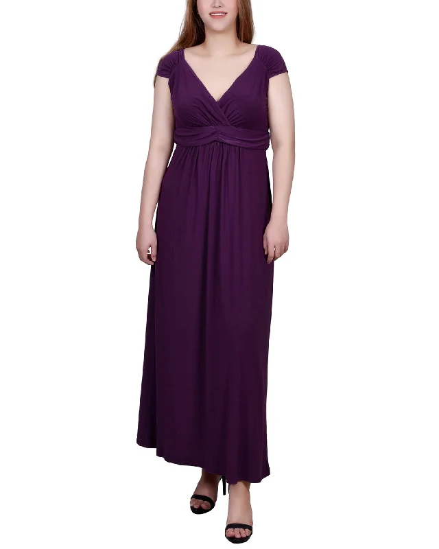 Petite Ruched Empire-Waist Maxi Dress Trendy Button Front Maxi Dress