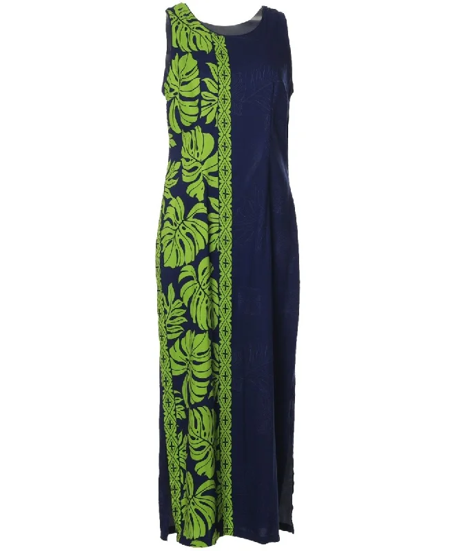 Prince Kuhio Sleeveless Long Maxi Dress Navy Green Chic Summer Floral Maxi Dress