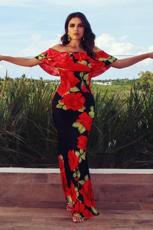 Rose Babe Maxi Dress Cozy Maxi Dress with Slit