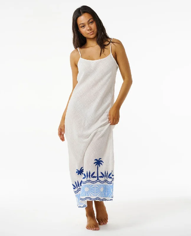 Santorini Sun Printed Maxi Dress - Blue Comfortable Flowy Maxi Dress