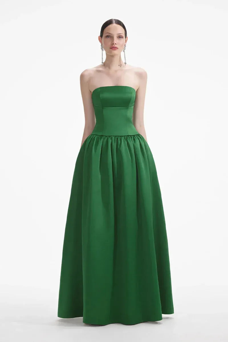 Satin Bandeau Maxi Dress Classic V-Neck Maxi Dress