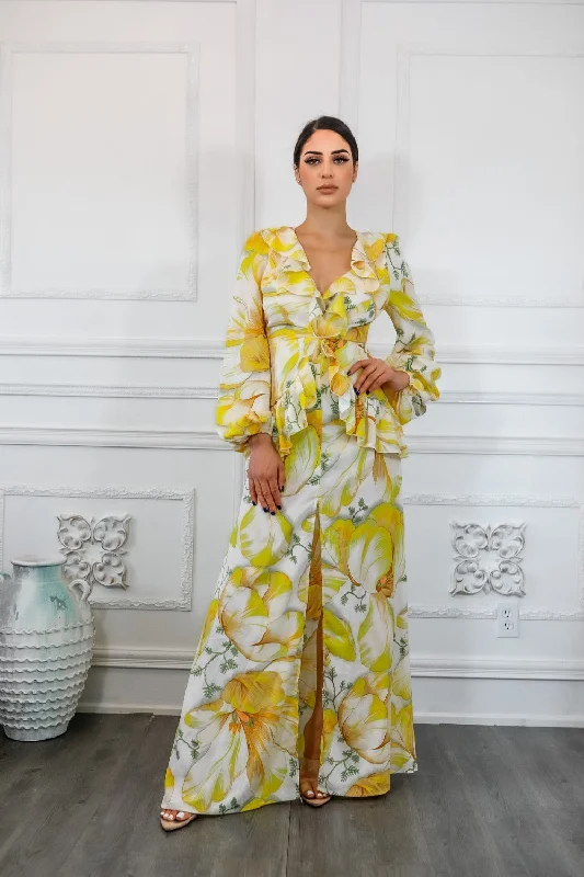 Stunning Ruffle Floral Maxi Dress Trendy A-Line Maxi Dress