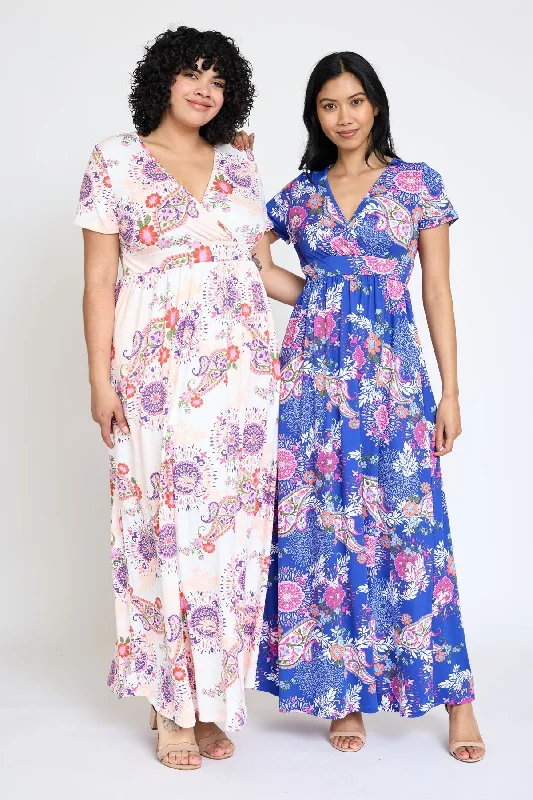 Surplice Banded Waist Maxi Dress | 3 Colors | S-3X Elegant Velvet Maxi Dress