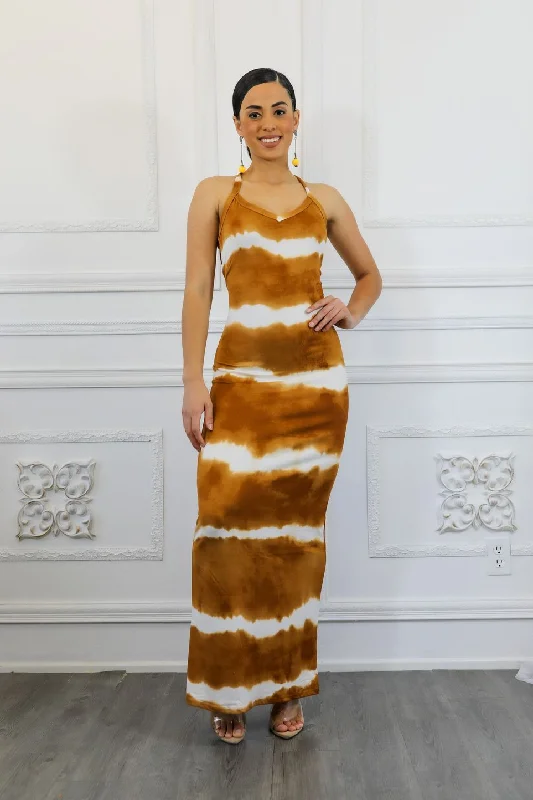 Tie Dye Racer Back Maxi Dress Comfortable Bohemian Maxi Dress