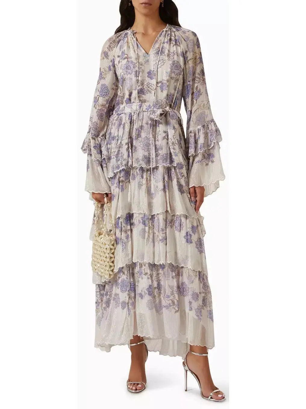 Tiered Maxi Dress in Chiffon Cozy Wrap Maxi Dress