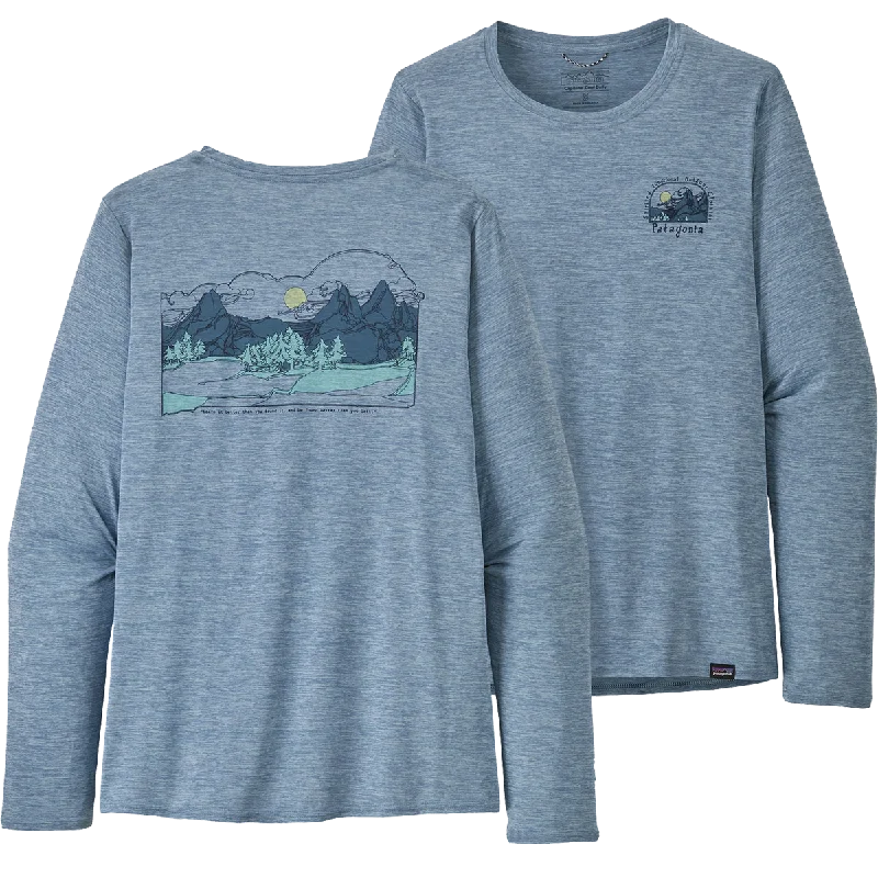 Women's Capilene Cool Daily Graphic Long Sleeve Tee Zippered Buttoned Snapped