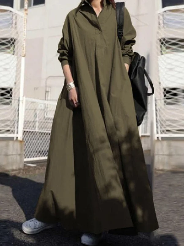 Women's Dresses Solid Retro Ethnic Style Loose Maxi Dress Stylish Boho Maxi Dress