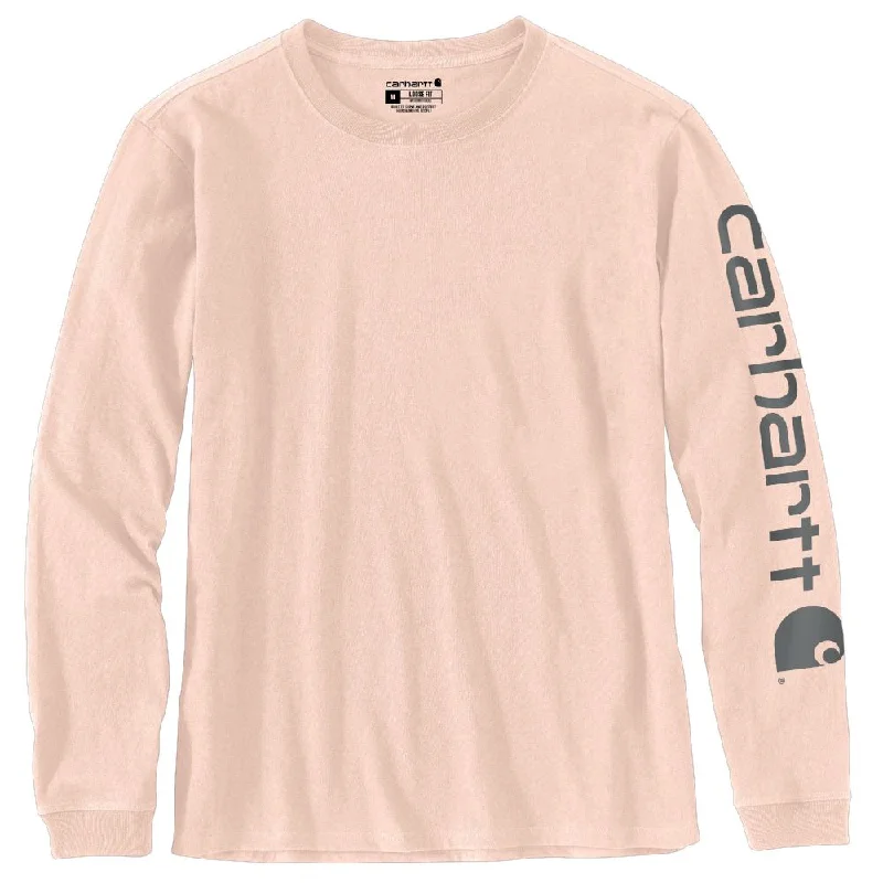 'Carhartt' Women's Workwear Logo Sleeve T-Shirt - Georgia Peach Polka Dot Checkered Tartan 'Carhartt' Women's Workwear Logo Sleeve T-Shirt - Georgia Peach Polka Dot Checkered Tartan