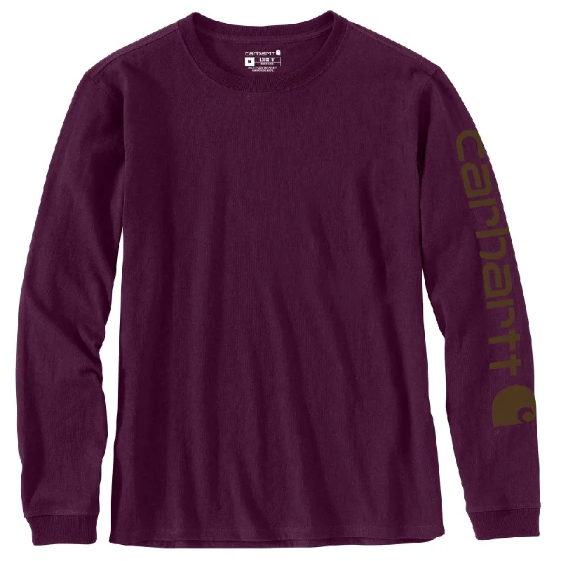 'Carhartt' Women's Workwear Logo Sleeve T-Shirt - Eggplant Collared Crew Neck Turtle Neck 'Carhartt' Women's Workwear Logo Sleeve T-Shirt - Eggplant Collared Crew Neck Turtle Neck