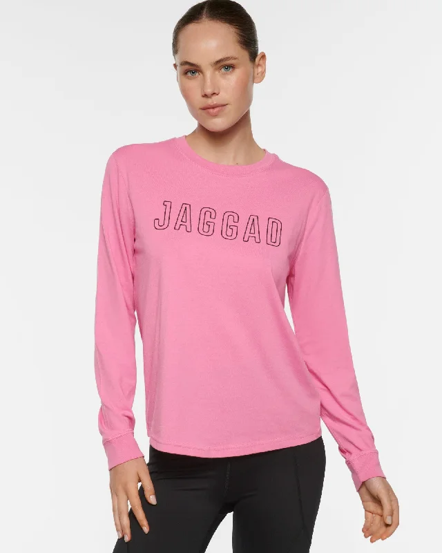 CLASSIC KEYLINE LONG SLEEVE TEE AURORA PINK Knit Fabric Woven Fabric Fleece Fabric