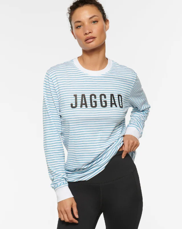 CLASSIC LONG SLEEVE STRIPE TEE SKY BLUE Nylon Fabric Polyester Fabric Spandex Fabric