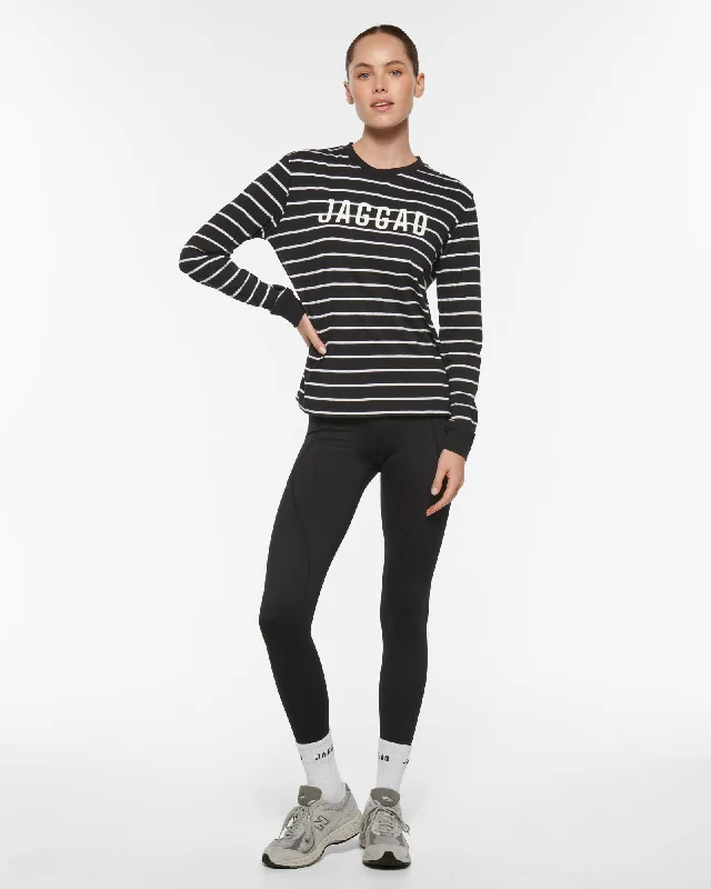 CLASSIC LONG SLEEVE TEE BLACK/WHITE Thin T-Shirt Open Front Quick Dry