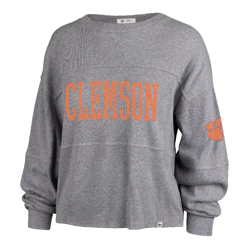 CLEMSON TIGERS GET LOUD '47 JADA LONG SLEEVE TEE WOMENS Seamless Knitted Crochet