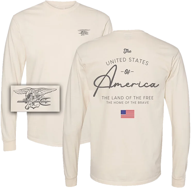 Ladies America Land of the Free Long Sleeve T-shirt Chenille Blend Fleece Blend Nylon Blend Ladies America Land of the Free Long Sleeve T-shirt Chenille Blend Fleece Blend Nylon Blend