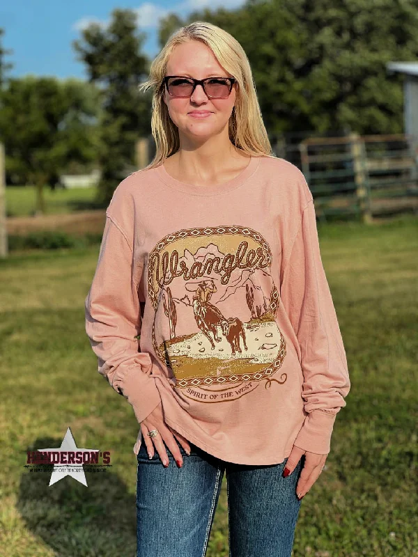 Ladies Wrangler Desert Roping Tee Graphic T-Shirt Round Neck Polyester