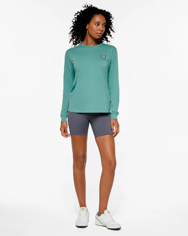 MEMPHIS CLASSIC LONG SLEEVE TEE TEAL Boxy Fit Fitted Loose