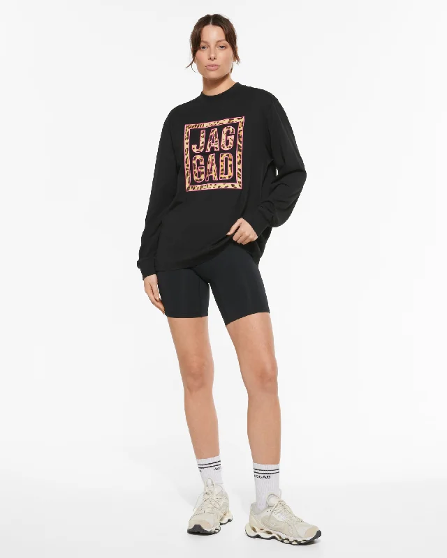 NORMANDY OVERSIZED LONG SLEEVE TEE BLACK Terry Blend Velvet Blend Canvas Blend