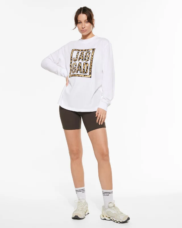 NORMANDY OVERSIZED LONG SLEEVE TEE WHITE Print Jacquard Patchwork