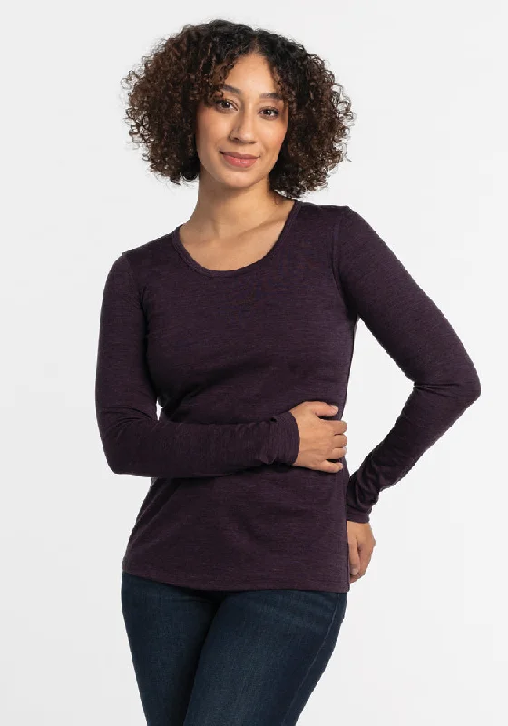 Remi Long Sleeve T-Shirt - Deep Plum Elasticated Padded Insulated