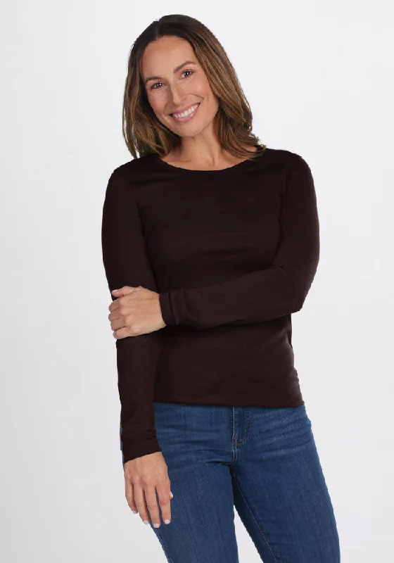Remi Long Sleeve T-Shirt - French Roast Graphic Embroidered Appliqued