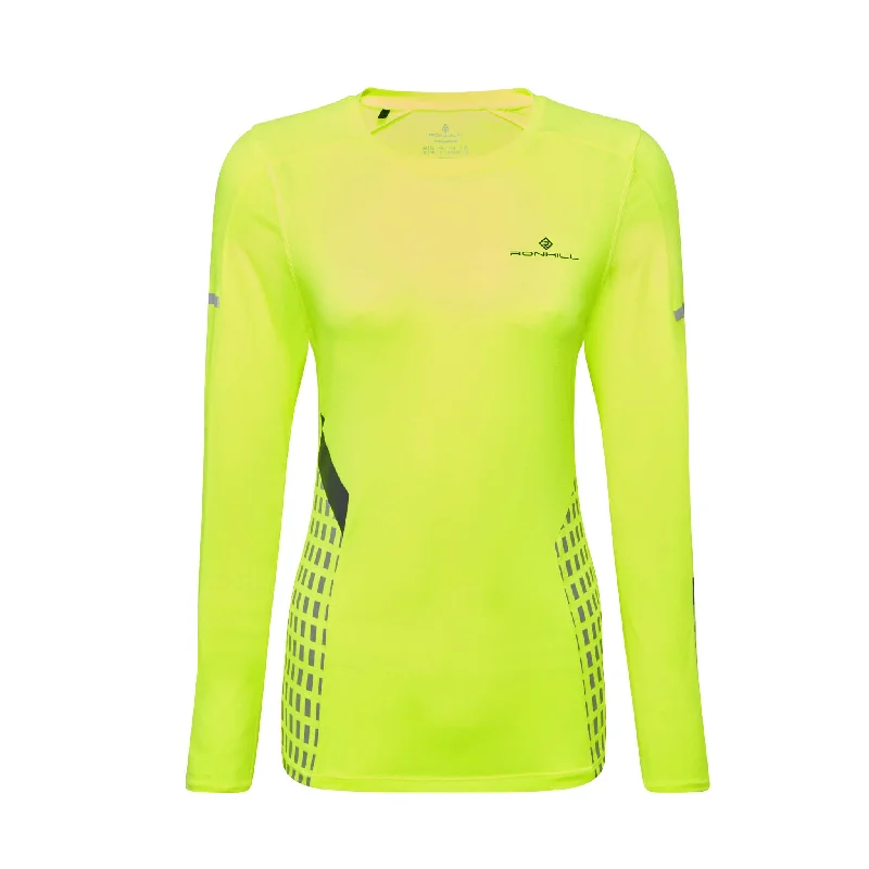 Ronhill | Women's Tech Afterhours L/S Tee - Fluo Yellow Beaded Sequined Faux Fur