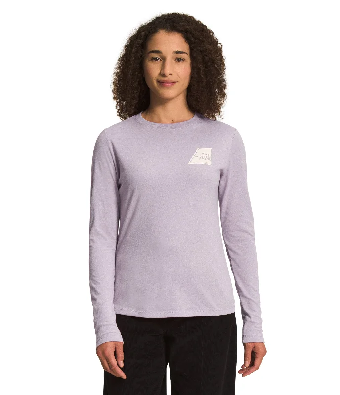 'The North Face' Women's Triblend Logo Marks Tee - Lavender Fog / Gardenia White V-Neck T-Shirt Long Sleeve Cotton 'The North Face' Women's Triblend Logo Marks Tee - Lavender Fog / Gardenia White V-Neck T-Shirt Long Sleeve Cotton