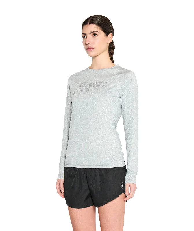 Women's Wreath Active LS T-Shirt - Grey Logo Fleece Nylon Spandex