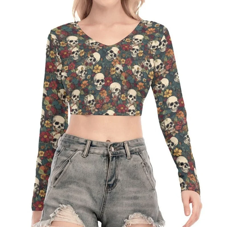 Women's Skull Floral Back Hollow T-shirt With Strap Machine Wash Dry Clean Hand Wash Women's Skull Floral Back Hollow T-shirt With Strap Machine Wash Dry Clean Hand Wash