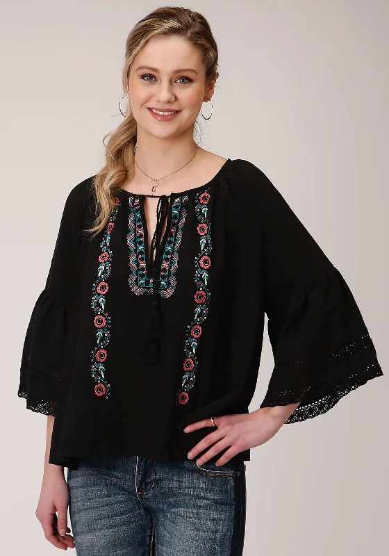 WOMENS LONG SLEEVE COTTON BLEND  BLOUSE Elegant Peplum Blouse