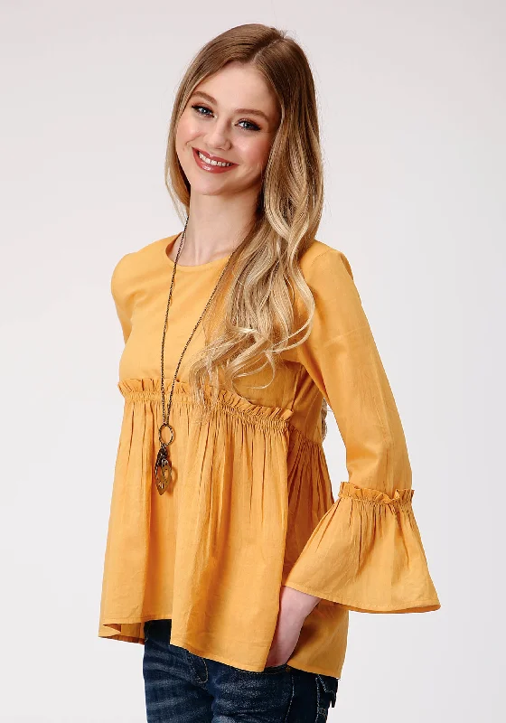 WOMENS LONG SLEEVE DIP DYE COTTON  BLOUSE Wrap Front Blouse