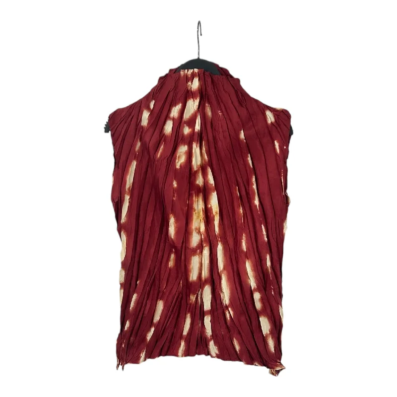 PLEATS PLEASE ISSEY MIYAKE/SL Blouse/3/Red/Polyester/AllOverPrint Pleated Collar Blouse PLEATS PLEASE ISSEY MIYAKE/SL Blouse/3/Red/Polyester/AllOverPrint Pleated Collar Blouse