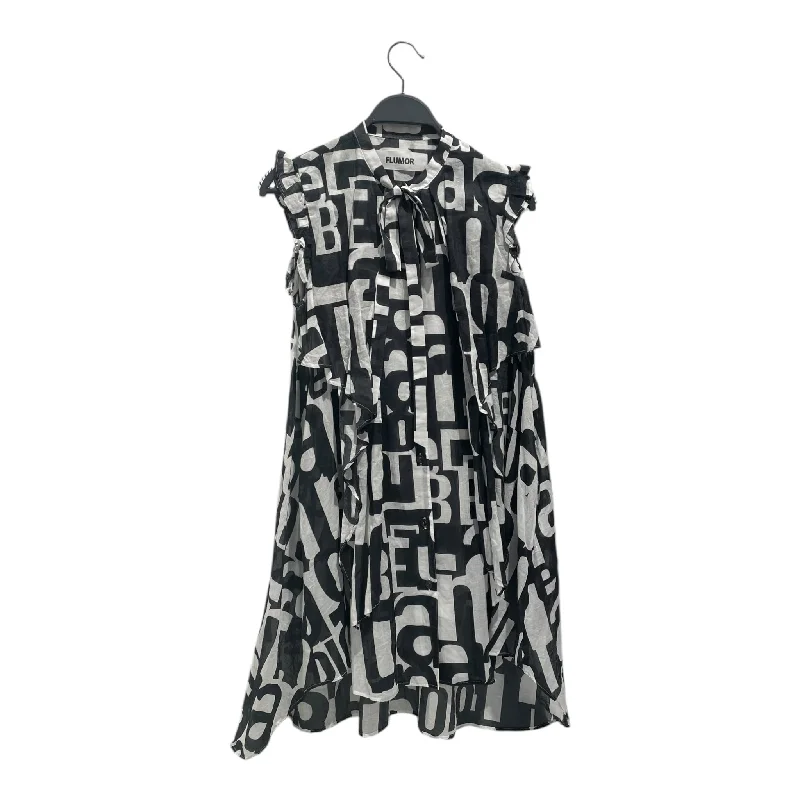FLUMOR/LS Blouse/38/BLK/Cotton/All Over Print Wrap Front Blouse