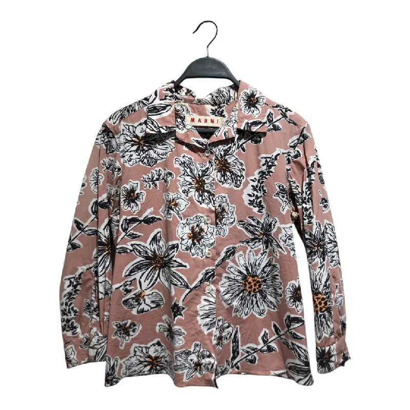 MARNI/Blouse/42/Floral Pattern/Cotton/BRW/ Satin Long Blouse