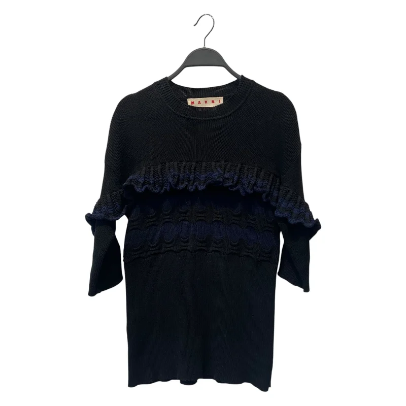 MARNI/SS Blouse/40/Stripe/Cotton/BLK/ Peter Pan Collar Blouse