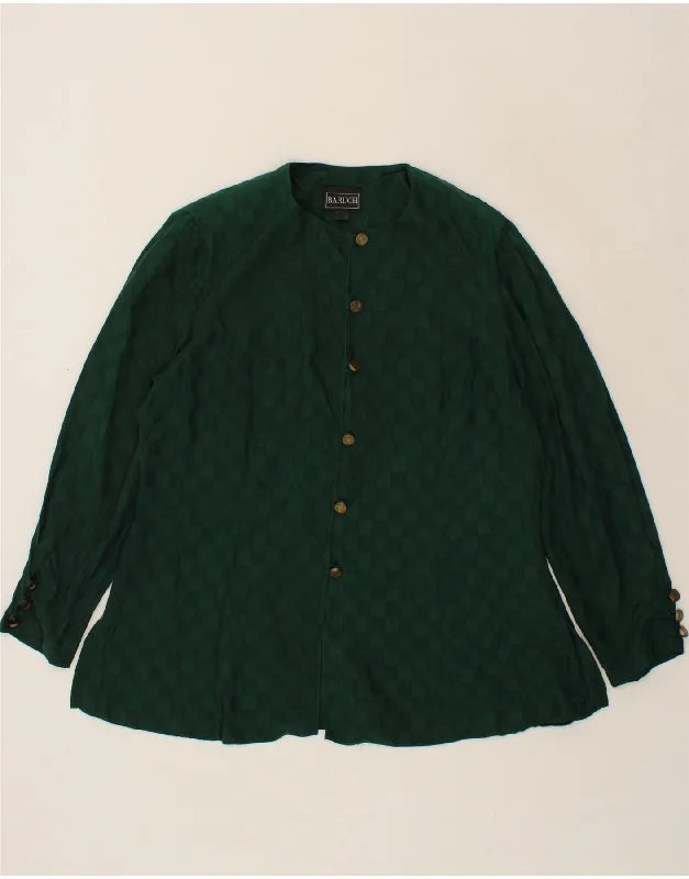 BARUCH Womens Shirt Blouse UK 20 2XL Green Geometric Cupro Wrap Front Blouse