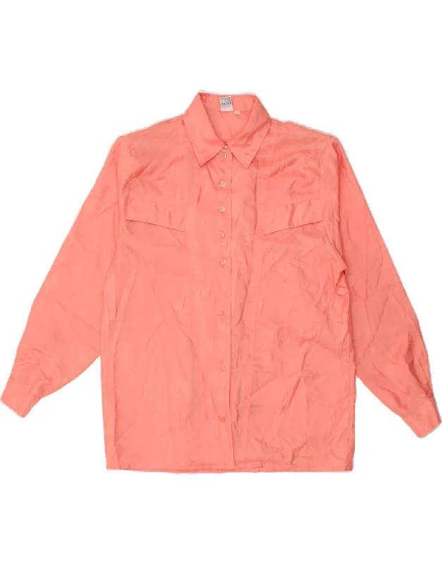 C&A Womens Shirt Blouse UK 14 Large Pink Polyester Slim Fit Blouse