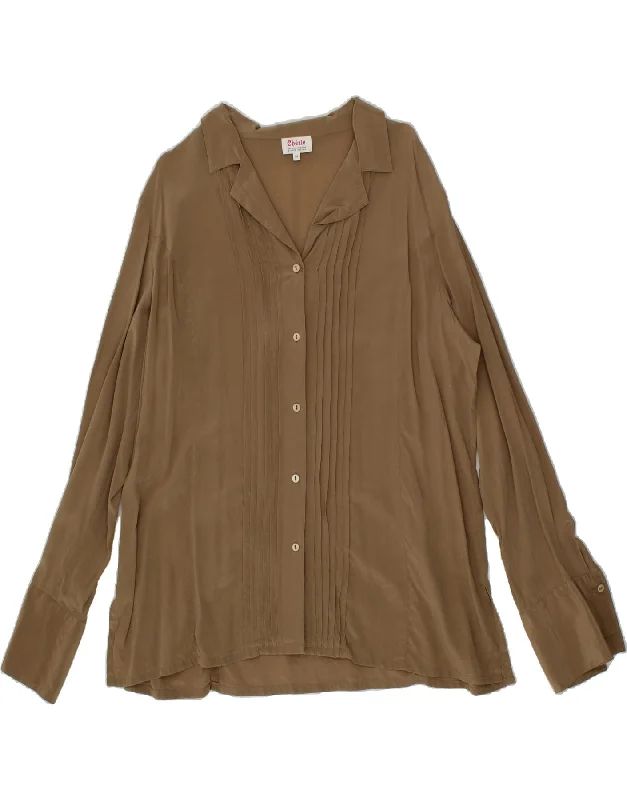 CHERIE Womens Shirt Blouse IT 54 3XL Brown Bell Sleeve Blouse