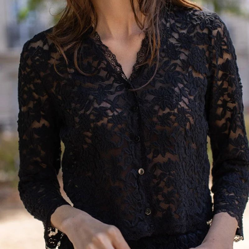 Crop Lace Blouse Cardigan Elegant Peplum Blouse
