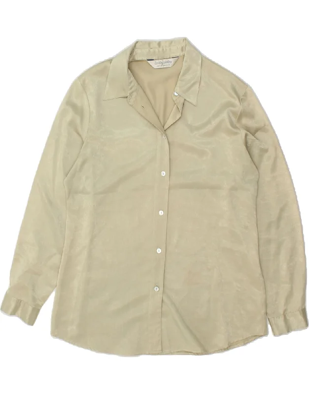 DOROTHY PERKINS Womens Shirt Blouse UK 16 Large Beige Silk Drape Neck Blouse