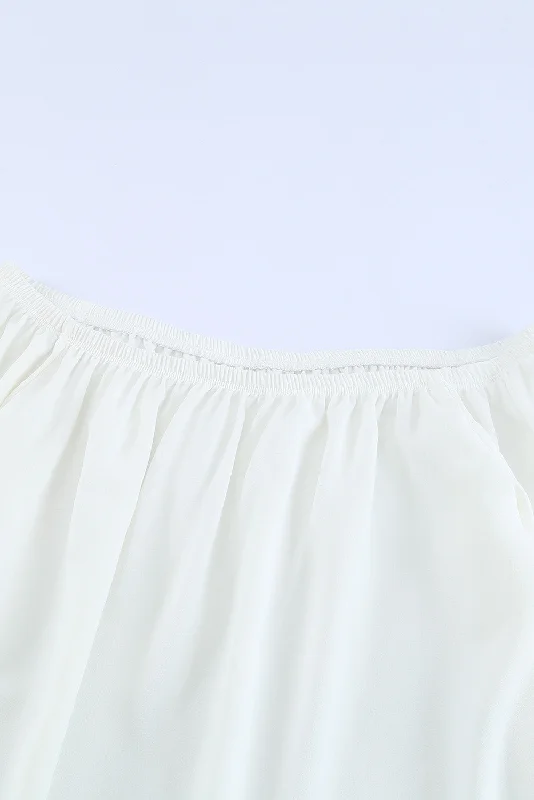 Elegant Off-the-Shoulder Blouse Soft Satin Blouse