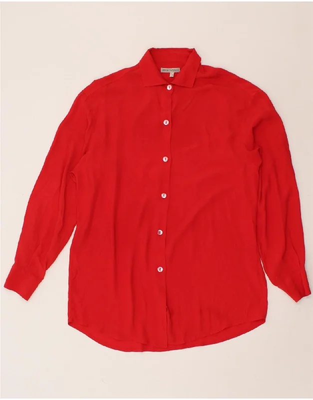 EMPORIO ARMANI Womens Shirt Blouse US 12 Large Red Loose Fit Blouse