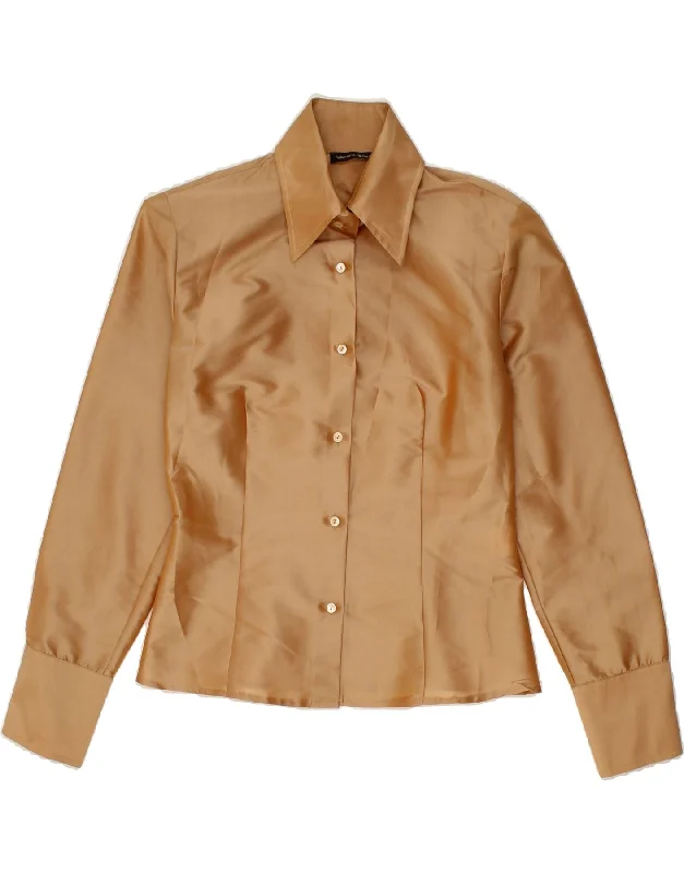 FABRIZIO LENZI Womens Shirt Blouse IT 42 Medium Brown Polyester Vintage Polka Blouse FABRIZIO LENZI Womens Shirt Blouse IT 42 Medium Brown Polyester Vintage Polka Blouse